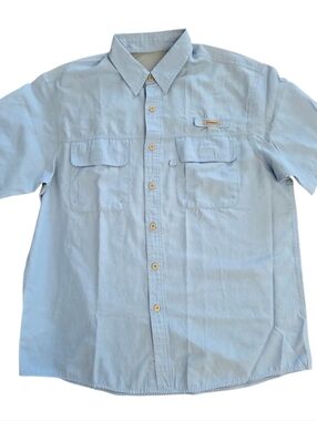 GH Bass Vented Outdoor Men’s Short Sleeve Shirt Blue Size XL Fishing Hiking